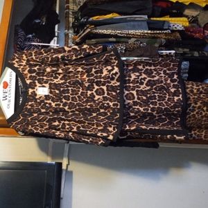 A blouse and skirt set size 18 black beige and brown